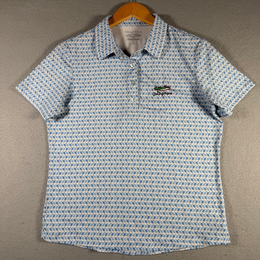 Straight Down Womens Golf Polo Blue Teardrop Print Coeur d'Alene Resort Size M